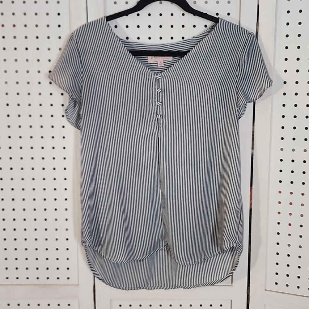 Philosophy Nave Striped V-Neck Short Sleeve Size Small